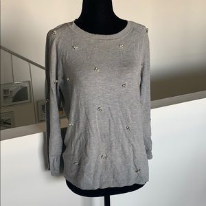 Zara Crewneck Sweater w/diamond and pearl detail